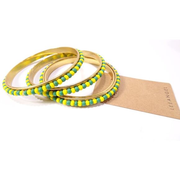 Neiman Marcus Lee Angel Women's Bead Stackable Bangle Bracelet Set 3 NWT 158 - Picture 13 of 13